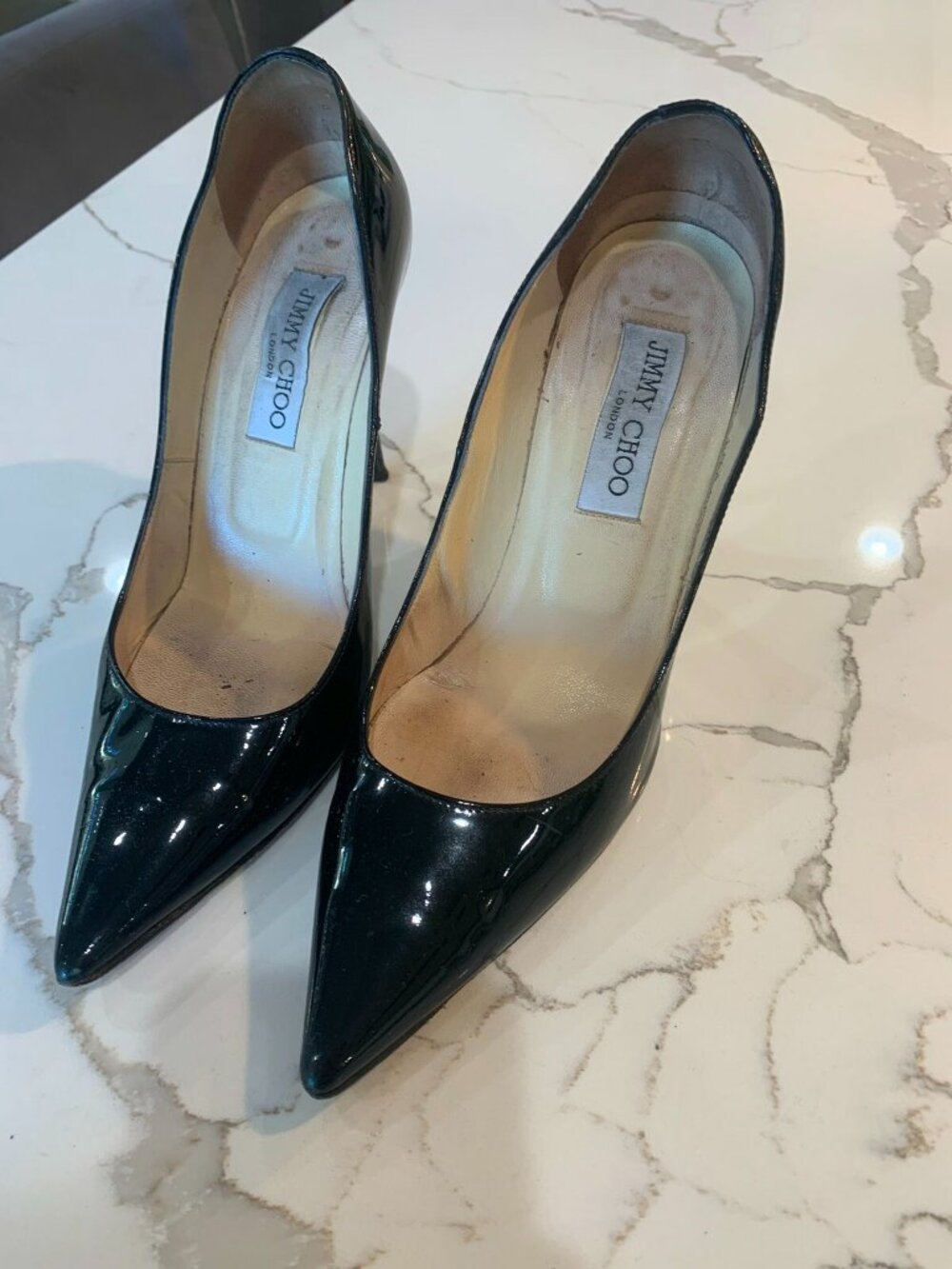 Jimmy Choo Abel Pumps Black Patent Leather Pointed Toe Heel